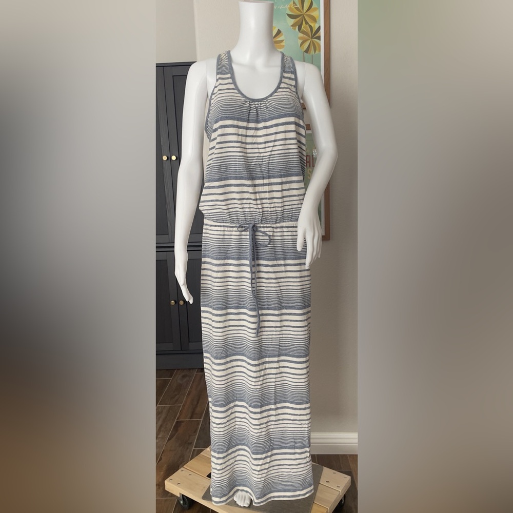 Caslon Striped Sleeveless Maxi‎ Dress Cotton Blend Medium Petite